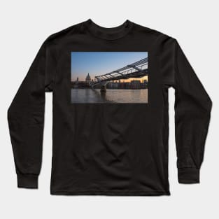 Thames River Sunrise Millennium Bridge London UK United Kingdom Long Sleeve T-Shirt